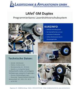 Produktblatt zum automatischen Drahtvorschub LAfet SM Duplex